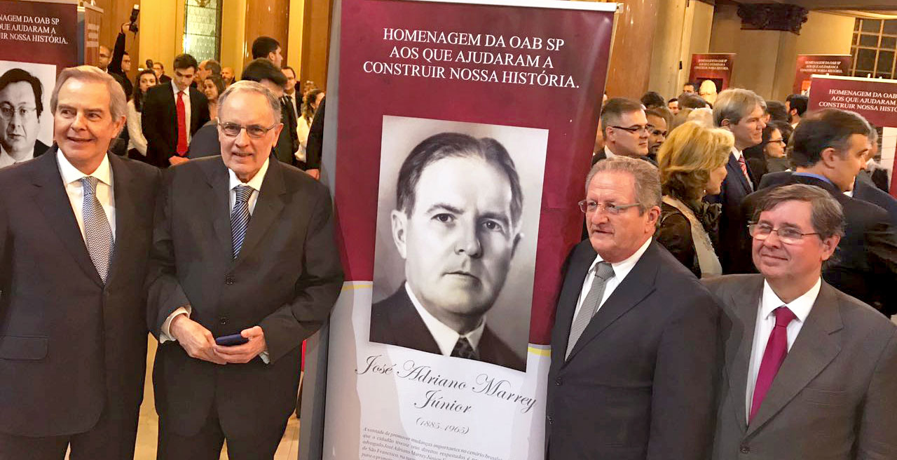 Quatro netos de Marrey se destacam na área jurídica: da esquerda para a direita, o advogado Pedro Marrey Junior, o desembargador aposentado José Adriano Marrey Neto, o desembargador Luiz Edmundo Marrey Uint e o procurador Luiz Antônio Marrey