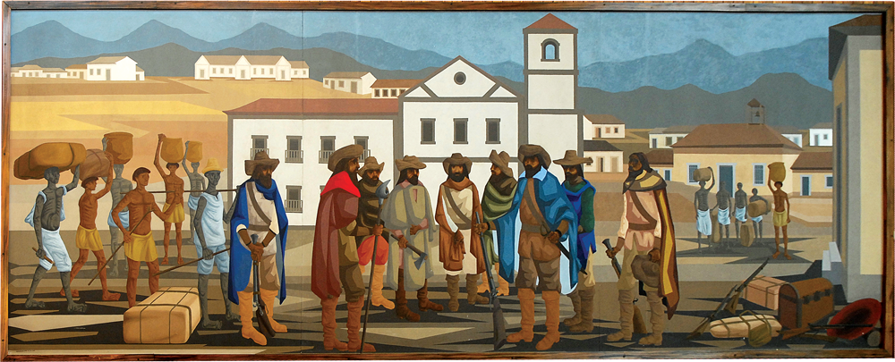 Quadro A partida dos bandeirantes de Clóvis Graciano que está no Salão Nobre da CMSP