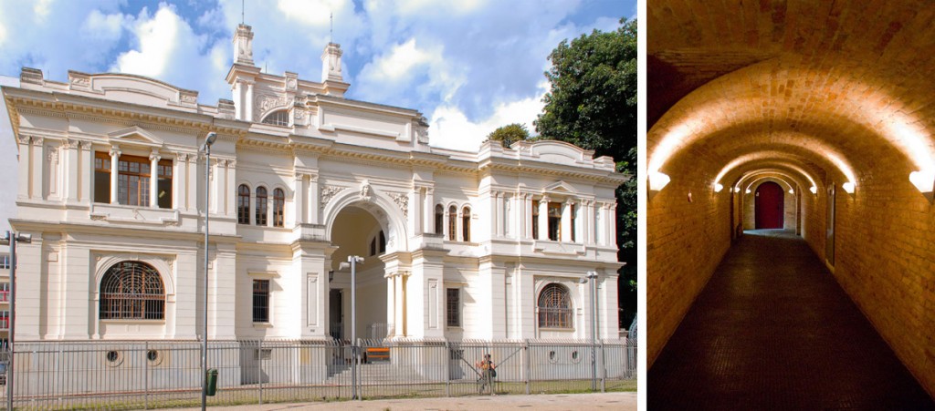 Fachada e vista interna do Arquivo Histórico Municipal, projetado pelo Escritório Ramos de Azevedo